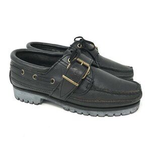 Polo Country RL Boat Shoes Black Lace Up 5.5